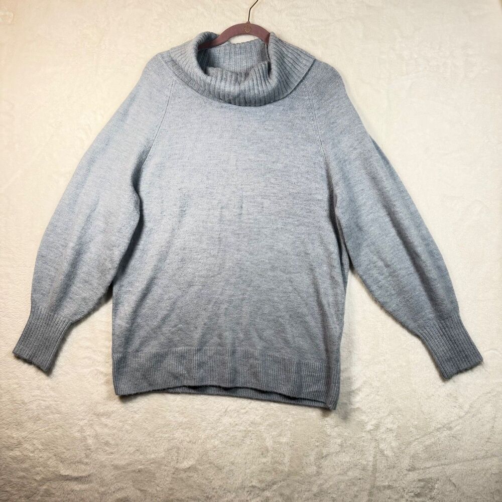 Banana Republic Womens L Cowl Neck Sweater Light Blue Long Sleeve Pullover Knit